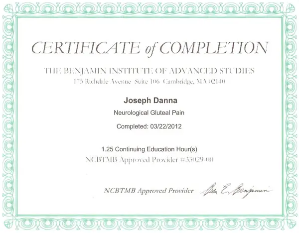 Certificates of Education 10 Neurological-Gluteal-Pain-B